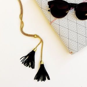 J. Crew 28 inch Tassel Gold & Black Necklace
